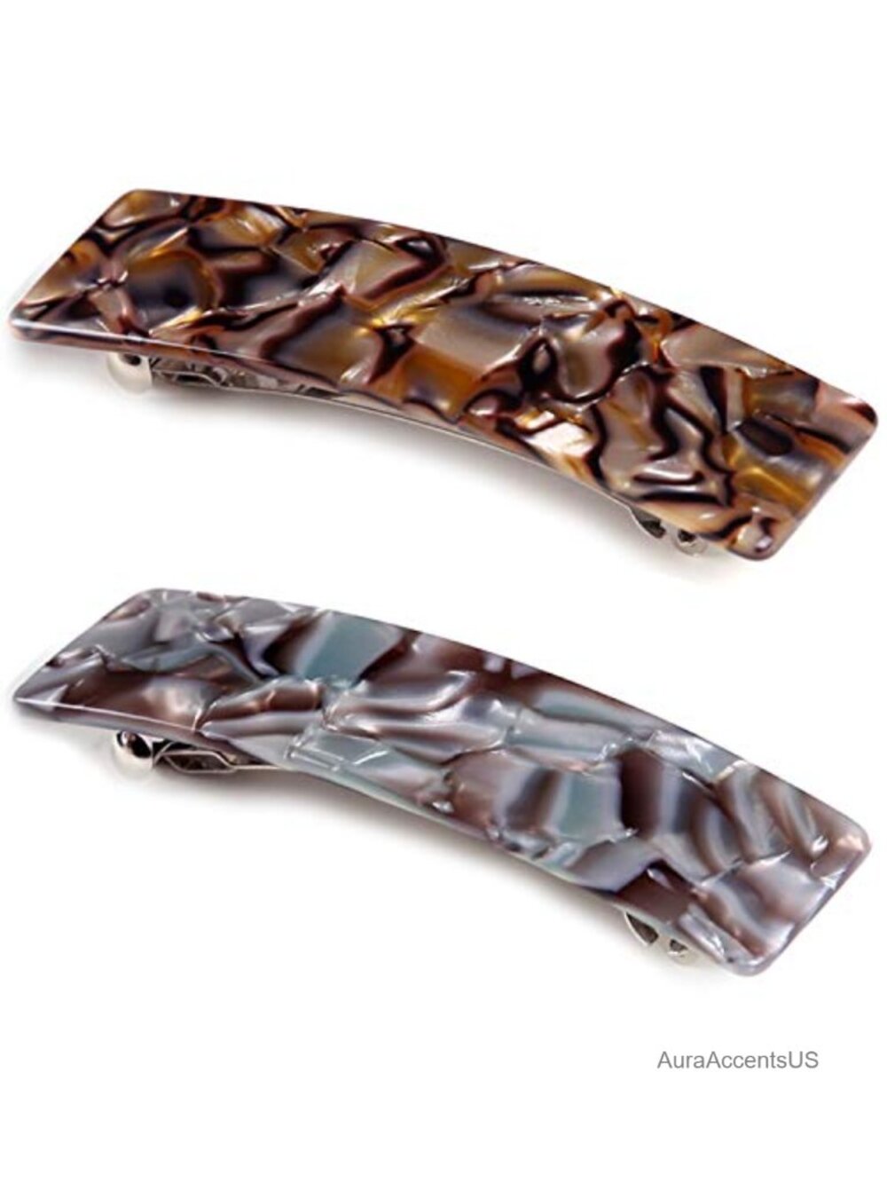 Celluloid Rectangle Hair Clips Tortoise Shell Design French Style Barrettes
